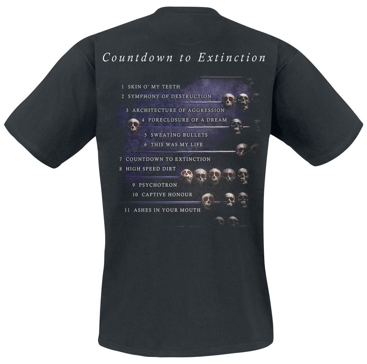 T-shirt Officiel Megadeth 'Countdown To Extinction' - Noir - Taille PH13345 - Neuf Avec étiquettes