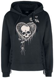 Hoodie with large print and side lacing, Full Volume by EMP, Bluza z kapturem