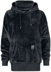 Fluffy hoody with high collar, Black Premium by EMP, Bluza z kapturem
