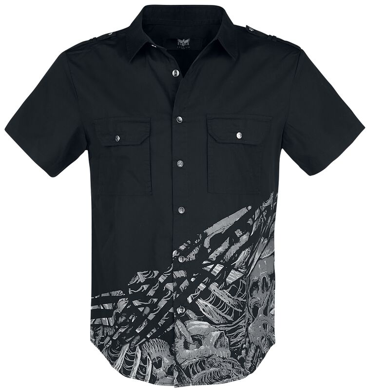 Black Short-Sleeve Shirt with Print