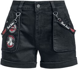 Comfy shorts with patches and straps, Rock Rebel by EMP, Krótkie spodenki