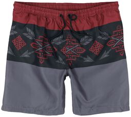 Tricolor Swim Shorts with Arrow Print, Black Premium by EMP, Kąpielówki
