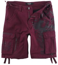 Dark-Red Shorts with Prints, Rock Rebel by EMP, Krótkie spodenki
