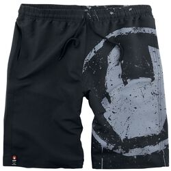 Black Swim Shorts with Rockhand Print