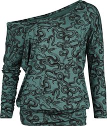 Long-sleeved top with snake print, Black Premium by EMP, Longsleeve