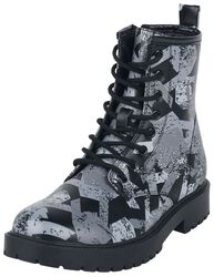 Lace-up boots with all-over rock hand print, EMP Stage Collection, Buty