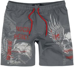 Swim Shorts with Skull Print, Rock Rebel by EMP, Kąpielówki