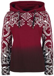 Red hoodie with Celtic print, Black Premium by EMP, Bluza z kapturem