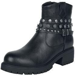 Biker boots with studs and buckles, Black Premium by EMP, Buty motocyklowe