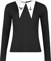 Longsleeve Shirt with White Collar, Gothicana by EMP, Longsleeve