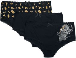 Gothicana X The Crow set of three pairs of underwear, Gothicana by EMP, Komplet majtek