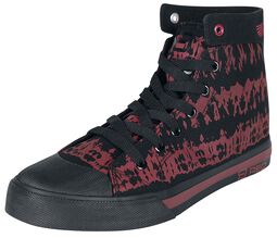 Red/Black Batik-Look Sneakers, RED by EMP, Buty sportowe wysokie