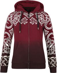 Hoodie jacket with Celtic decorations, Black Premium by EMP, Bluza z kapturem rozpinana