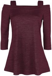 Red long-sleeved shirt with flared hemline, RED by EMP, Longsleeve