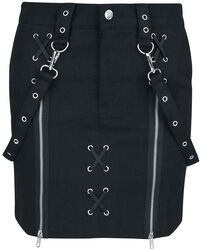 Skirt with eyelets and straps, Gothicana by EMP, Spódnica krótka