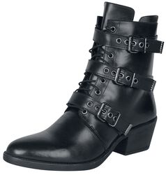 Black lace-up boots with buckles, Rock Rebel by EMP, Buty wiązane