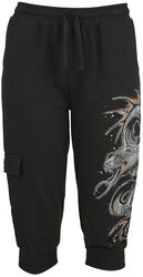 Leisurewear shorts with large dragon print, Black Premium by EMP, Krótkie spodenki