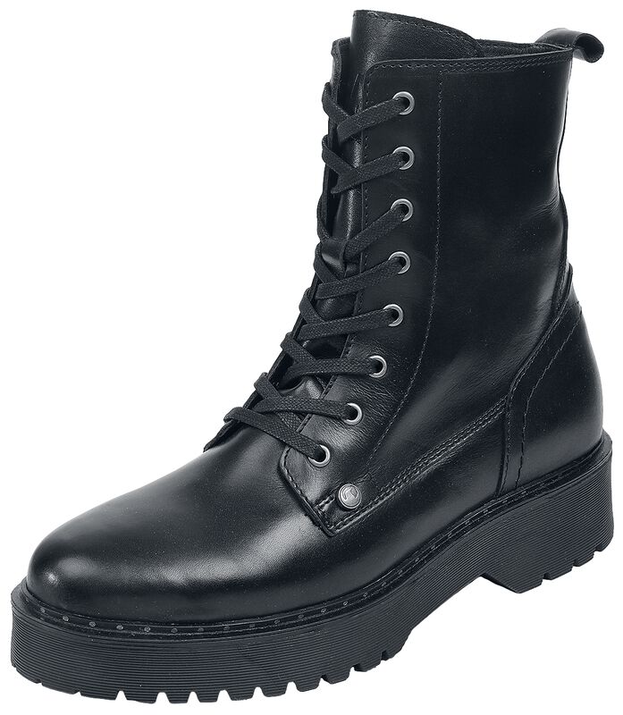 Black Lace-Up Boots with Wide Sole