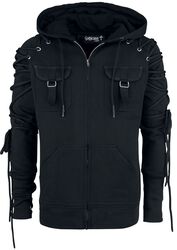 Black Hooded Jacket with Lacing, Gothicana by EMP, Bluza z kapturem