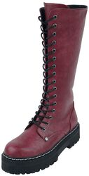 Dark Red Lace-Up Boots, Black Premium by EMP, Buty