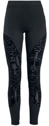 Leggings with semi-transparent inserts and flock print, Gothicana by EMP, Legginsy