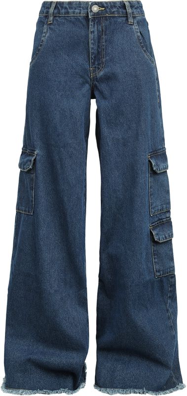 Ladies’ mid waist cargo denim pants - Spodnie damskie