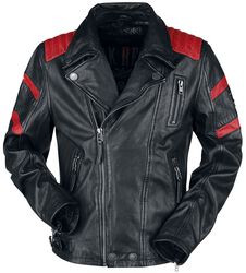 Black/Red Leather Biker Jacket, Rock Rebel by EMP, Kurtka skórzana