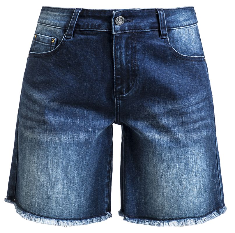Denim shorts with distressed detailing
