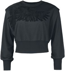 Cropped sweatshirt with raven print, Black Premium by EMP, Bluza