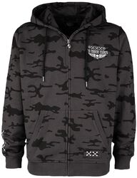 Camouflage zip hoodie with large back print, Rock Rebel by EMP, Bluza z kapturem rozpinana